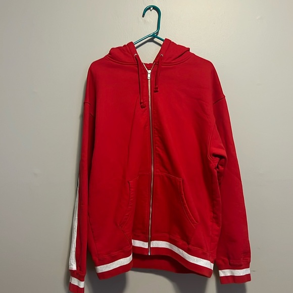 Supreme Old English Stripe Red Zip-Up hoodie - Picture 5 of 5